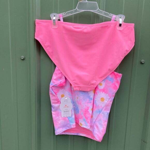 Girls Unicorn & Floral Printed Tankini Swimsuit Bathing Suit 2-Pack Size XL - Picture 5 of 11